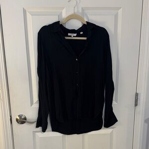 Vince Midnight Black Button-Down Shirt